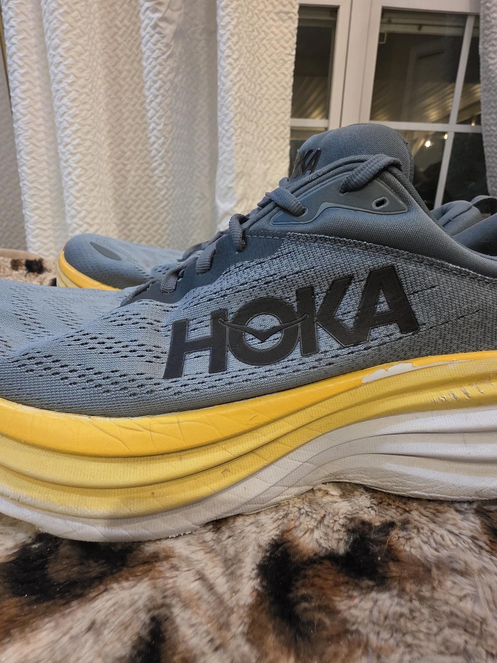 HOKA Men's Blue and Yellow Running Shoes